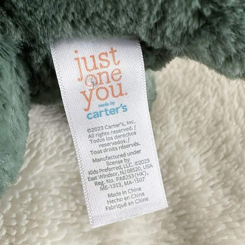 Carters Just One You Blue Green Triceratops Dinosaur Plush Baby Sooth Toy Lovey